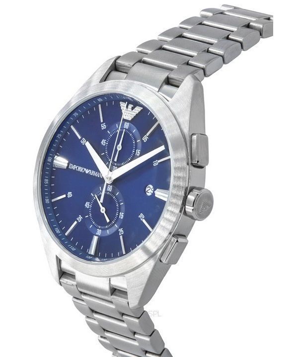 Emporio Armani Claudio Chronograph Blue Dial Silver Steel Strap Watch For Men - AR11541 - Image 5